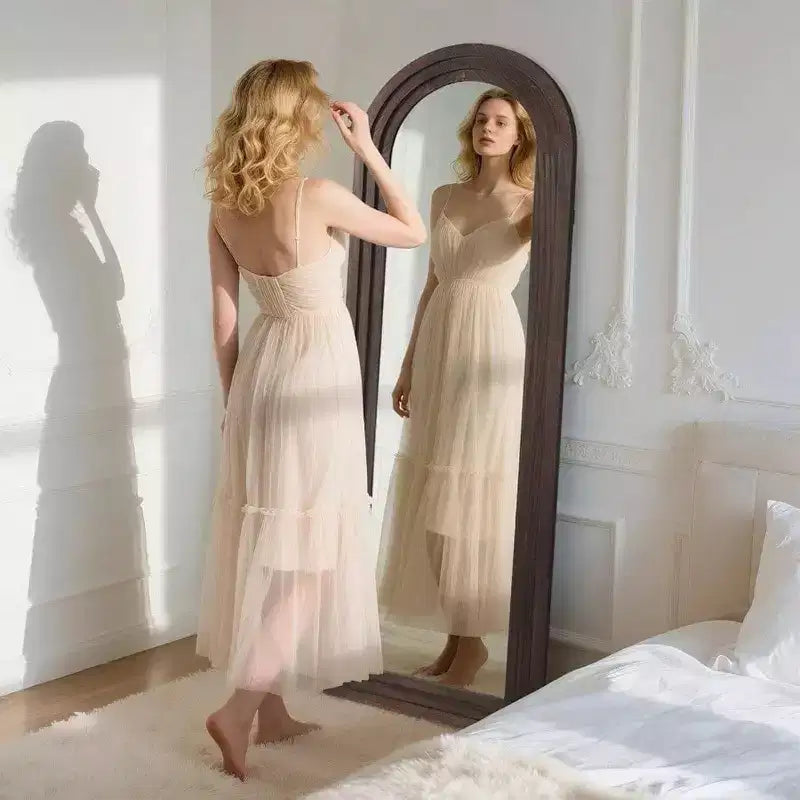 Miroir rustique cintré 64x21 - Cadre en bois massif. Comprend un support pour être adossé, accroché ou posé librement dans n'importe quelle pièce