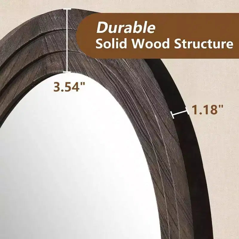 Miroir rustique cintré 64x21 - Cadre en bois massif. Comprend un support pour être adossé, accroché ou posé librement dans n'importe quelle pièce