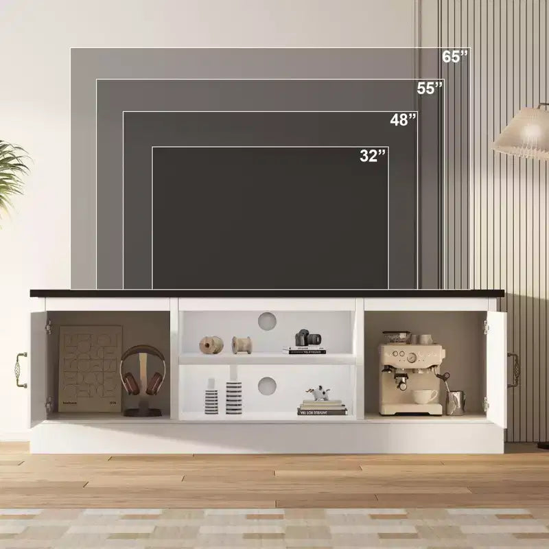 Meuble TV de ferme pour téléviseurs de 65 pouces Meuble de divertissement avec armoires de rangement Table de console multimédia moderne Design en bois rustique pour chambre bureau 61*17.7*21.7