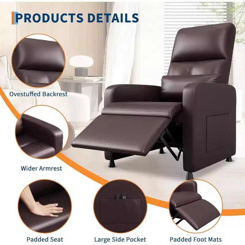 Fauteuil inclinable électrique avec massage, chaleur, poches de rangement et USB, fauteuil de cinéma maison en similicuir