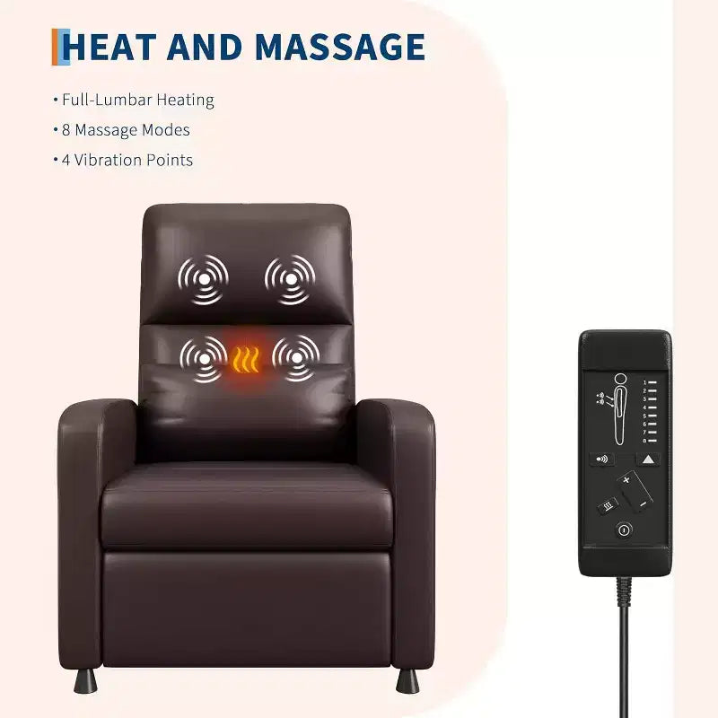 Fauteuil inclinable électrique avec massage, chaleur, poches de rangement et USB, fauteuil de cinéma maison en similicuir