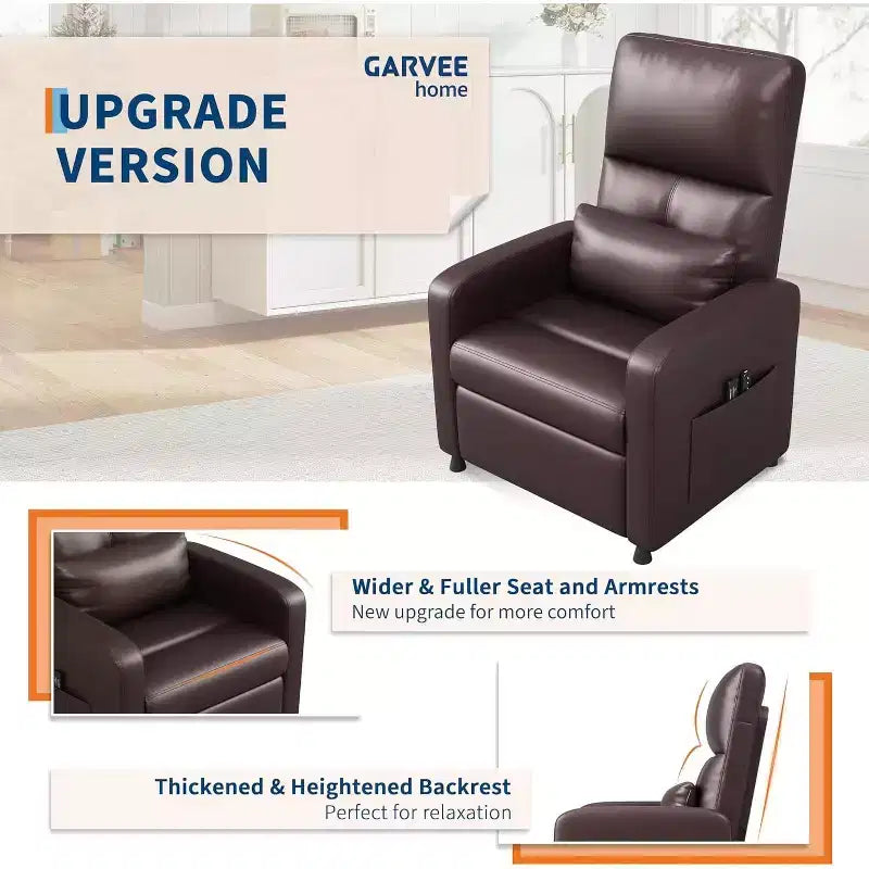 Fauteuil inclinable électrique avec massage, chaleur, poches de rangement et USB, fauteuil de cinéma maison en similicuir