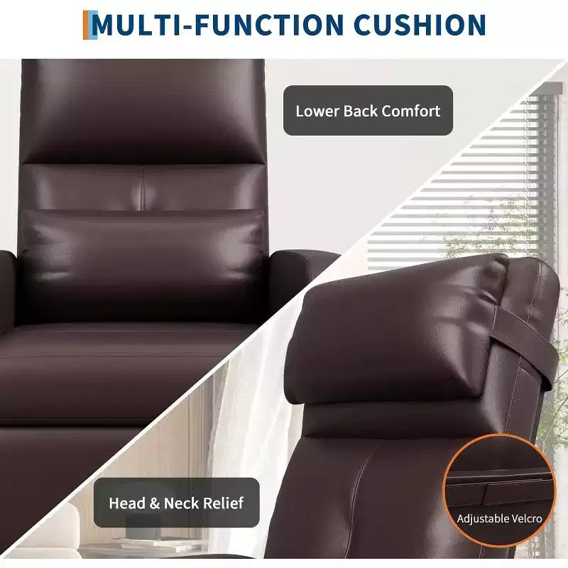 Fauteuil inclinable électrique avec massage, chaleur, poches de rangement et USB, fauteuil de cinéma maison en similicuir