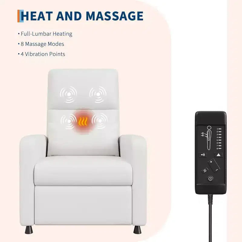 Fauteuil inclinable électrique avec massage, chaleur, poches de rangement et USB, fauteuil de cinéma maison en similicuir