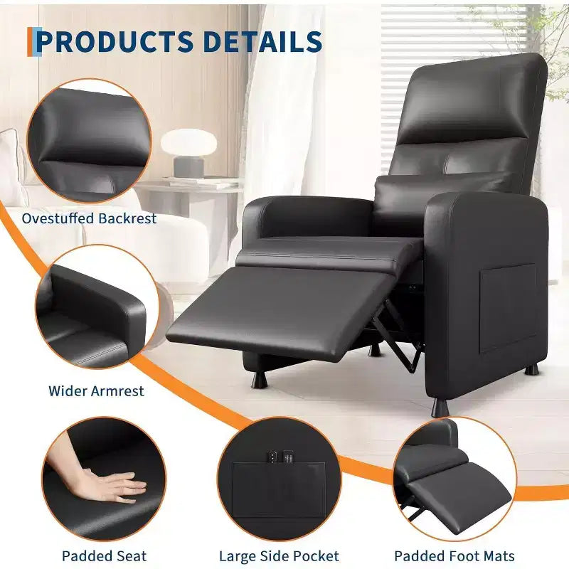 Fauteuil inclinable électrique avec massage, chaleur, poches de rangement et USB, fauteuil de cinéma maison en similicuir