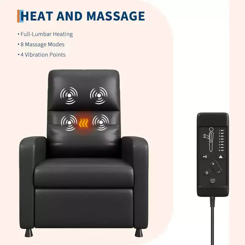 Fauteuil inclinable électrique avec massage, chaleur, poches de rangement et USB, fauteuil de cinéma maison en similicuir