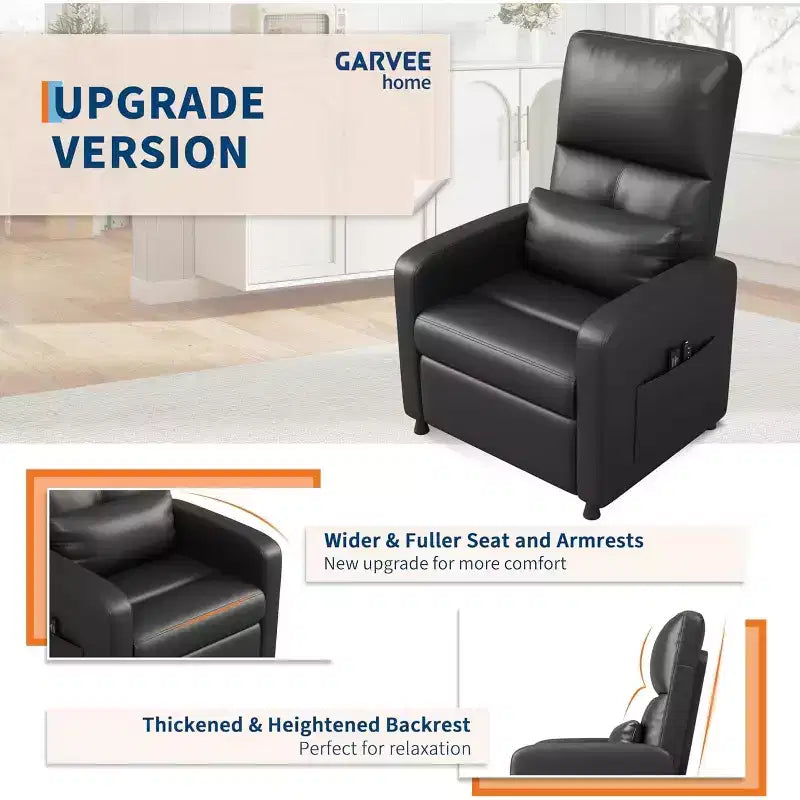 Fauteuil inclinable électrique avec massage, chaleur, poches de rangement et USB, fauteuil de cinéma maison en similicuir