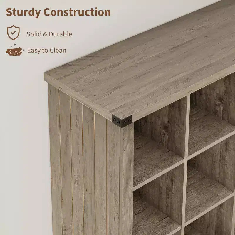 Étagère de rangement à 9 cubes, bibliothèque horizontale de ferme à 4 niveaux, bibliothèque de rangement en bois de 95 cm pour l'entrée, étagères basses et longues