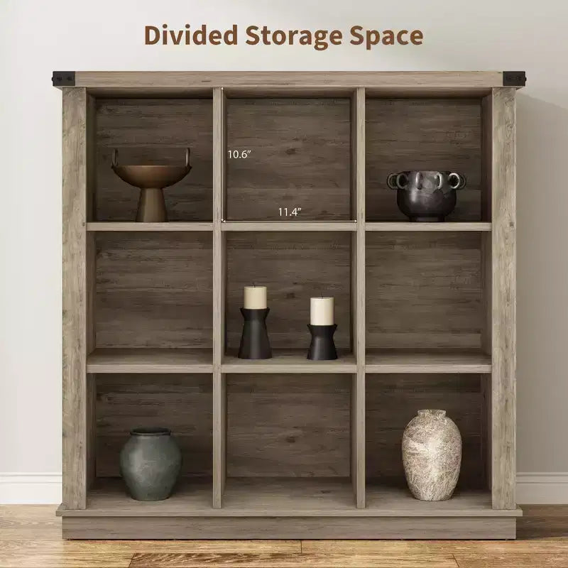 Étagère de rangement à 9 cubes, bibliothèque horizontale de ferme à 4 niveaux, bibliothèque de rangement en bois de 95 cm pour l'entrée, étagères basses et longues