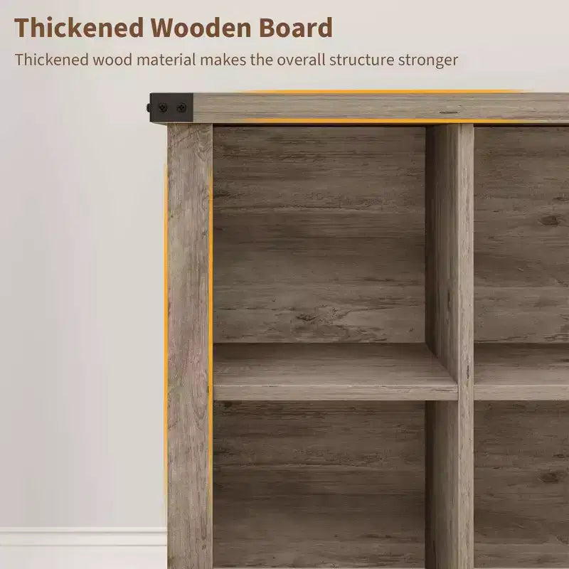 Étagère de rangement à 9 cubes, bibliothèque horizontale de ferme à 4 niveaux, bibliothèque de rangement en bois de 95 cm pour l'entrée, étagères basses et longues