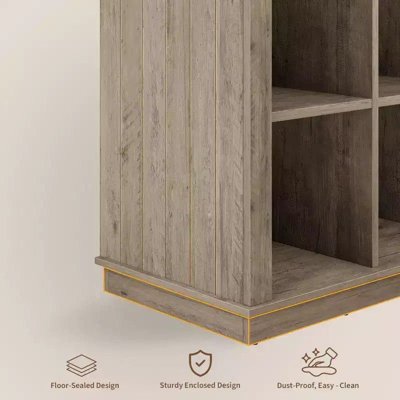 Étagère de rangement à 9 cubes, bibliothèque horizontale de ferme à 4 niveaux, bibliothèque de rangement en bois de 95 cm pour l'entrée, étagères basses et longues