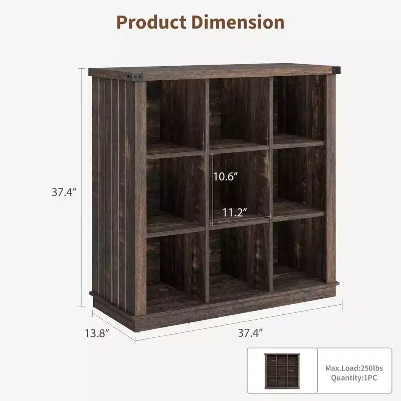 Étagère de rangement à 9 cubes, bibliothèque horizontale de ferme à 4 niveaux, bibliothèque de rangement en bois de 95 cm pour l'entrée, étagères basses et longues
