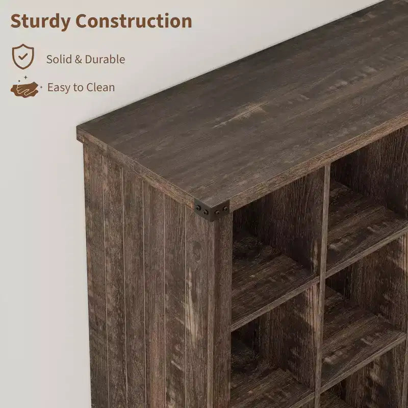 Étagère de rangement à 9 cubes, bibliothèque horizontale de ferme à 4 niveaux, bibliothèque de rangement en bois de 95 cm pour l'entrée, étagères basses et longues