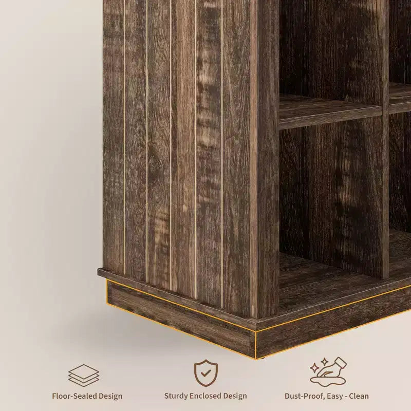 Étagère de rangement à 9 cubes, bibliothèque horizontale de ferme à 4 niveaux, bibliothèque de rangement en bois de 95 cm pour l'entrée, étagères basses et longues