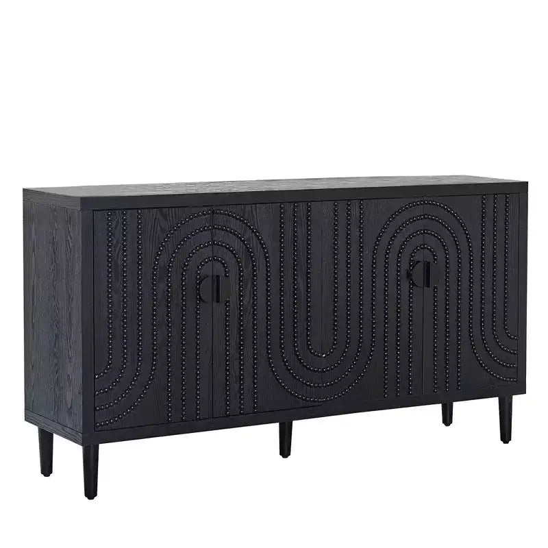 Buffet moderne de 150 cm avec clous décoratifs, 4 portes et 2 étagères réglables