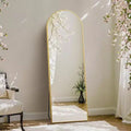 59.1x15.8 Gold Arched Mirror - Shatterproof Nano Glass & Aluminum Frame with Stand. For Floor, Wall, or Lean Use