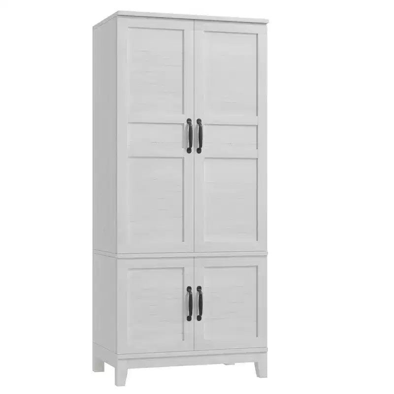 Armoire de rangement avec 4 portes, 183 cm, en bois, avec tringle, meuble de rangement autonome pour vêtements