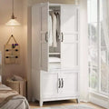 Armoire Wardrobe Closet with 4 Doors,72 in Wooden Wardrobe Cabinet with Hanging Rod, Freestanding Tall Clothing Armoire Storage Cabinet