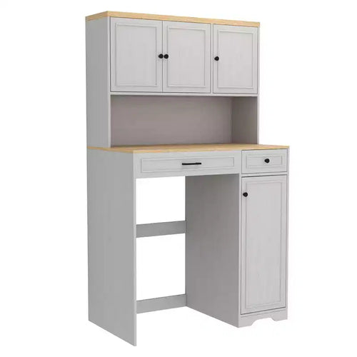 AndMakers 41.34 in. W x 23.54 in. D x 71.65 in. H Antique White Linen Cabinet with Adjustable Shelves
