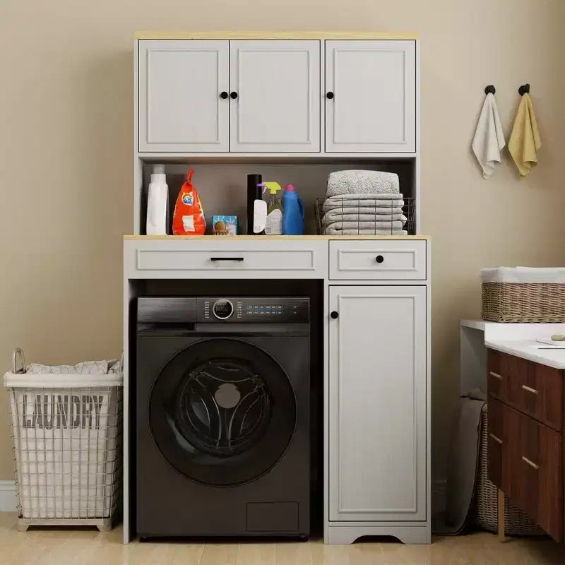 41,34 po L x 23,54 po P x 71,65 po H Armoire à linge blanc antique avec étagères réglables