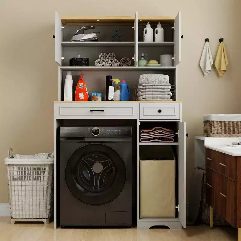 41,34 po L x 23,54 po P x 71,65 po H Armoire à linge blanc antique avec étagères réglables