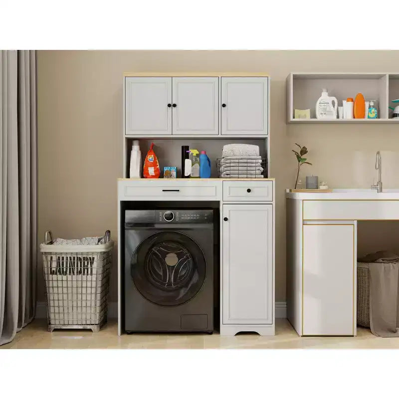 41,34 po L x 23,54 po P x 71,65 po H Armoire à linge blanc antique avec étagères réglables