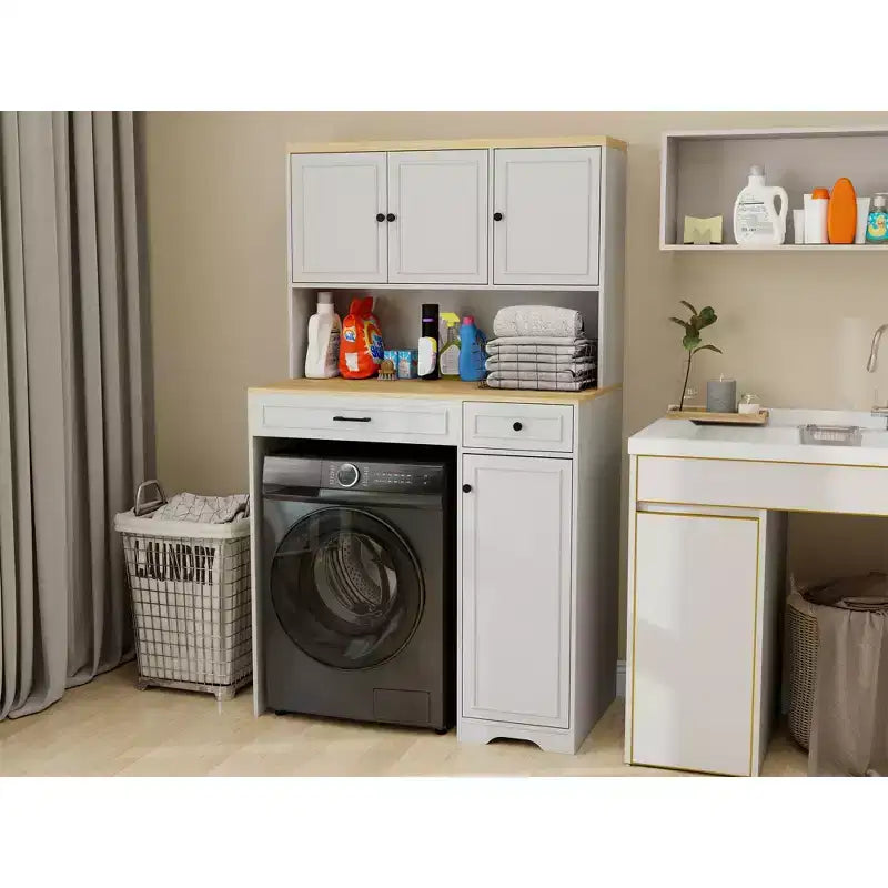 41,34 po L x 23,54 po P x 71,65 po H Armoire à linge blanc antique avec étagères réglables