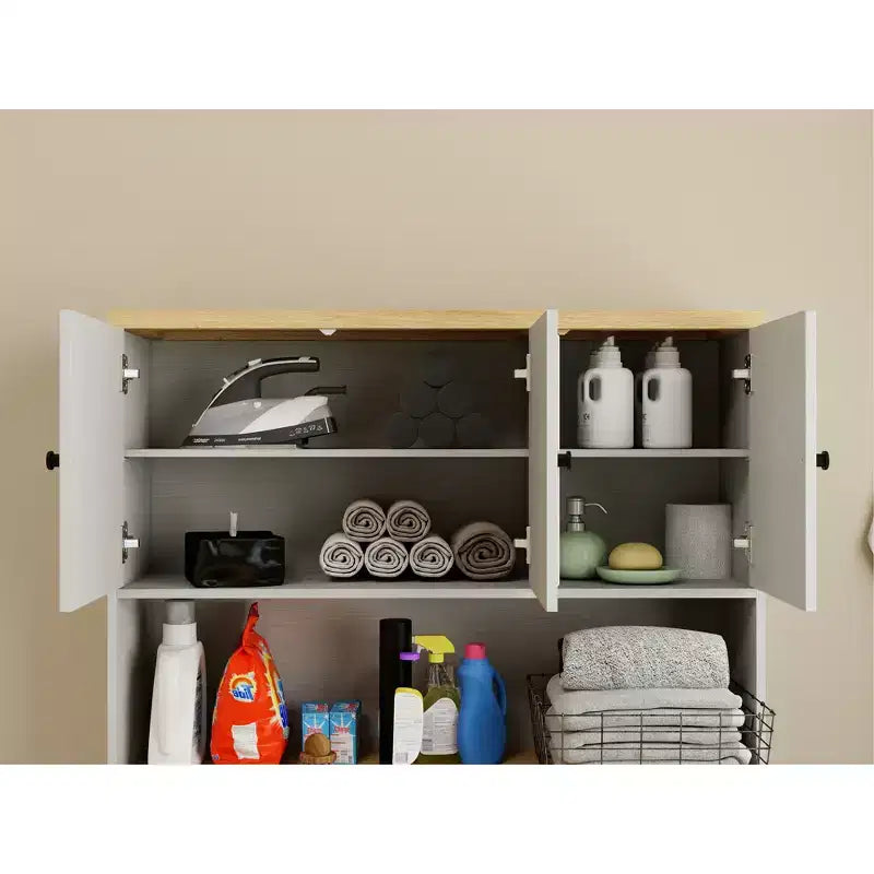 41,34 po L x 23,54 po P x 71,65 po H Armoire à linge blanc antique avec étagères réglables