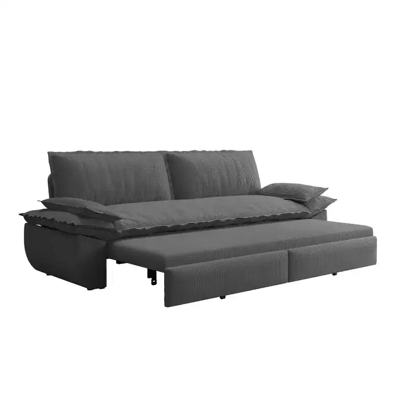 Canapé-lit convertible 3 en 1 Queen Size avec oreillers et cadre coulissant, canapé-lit moderne en velours côtelé pour salon ou chambre d'amis