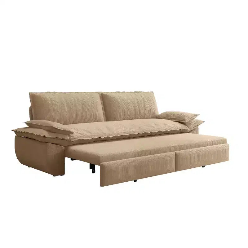 Canapé-lit convertible 3 en 1 Queen Size avec oreillers et cadre coulissant, canapé-lit moderne en velours côtelé pour salon ou chambre d'amis