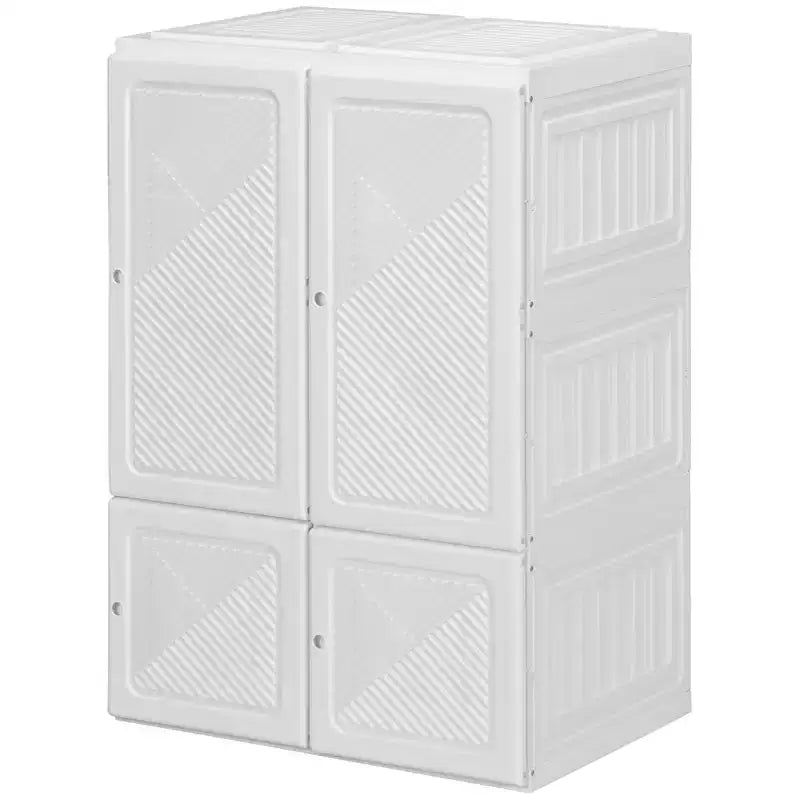 Portable Wardrobe, Foldable Clothes Storage Organizer with 6 Compartments, Magnet Doors, Easy Assembly