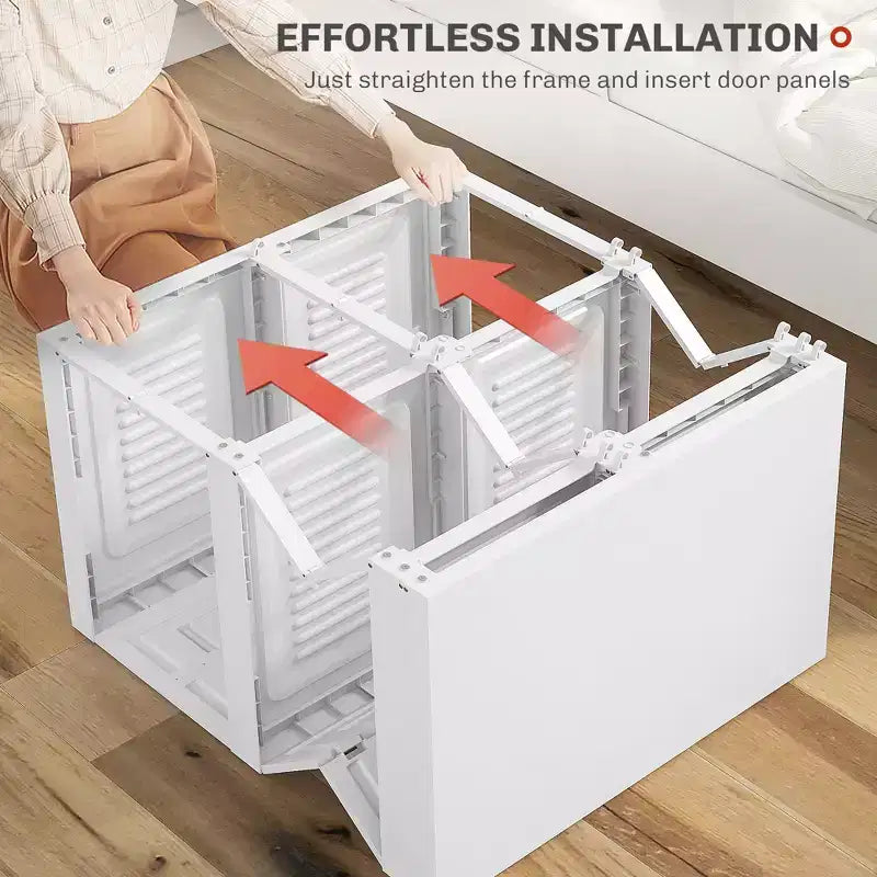 Armoire Portable, Organisateur de Rangement Pliable pour Vêtements avec 6 Compartiments, Portes Magnétiques, Montage Facile