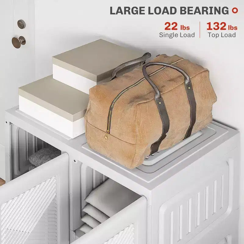 Armoire Portable, Organisateur de Rangement Pliable pour Vêtements avec 6 Compartiments, Portes Magnétiques, Montage Facile