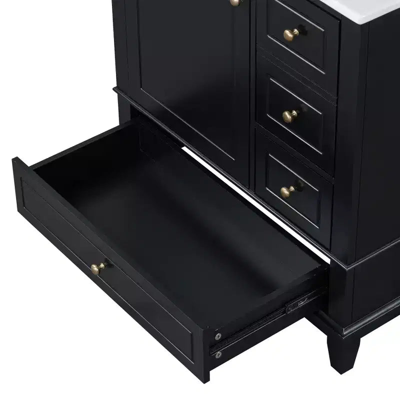 Meuble sous-vasque 30", Meuble de salle de bain avec tiroirs et étagère, Meuble sous-vasque simple