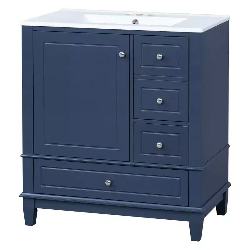 Meuble sous-vasque 30", Meuble de salle de bain avec tiroirs et étagère, Meuble sous-vasque simple