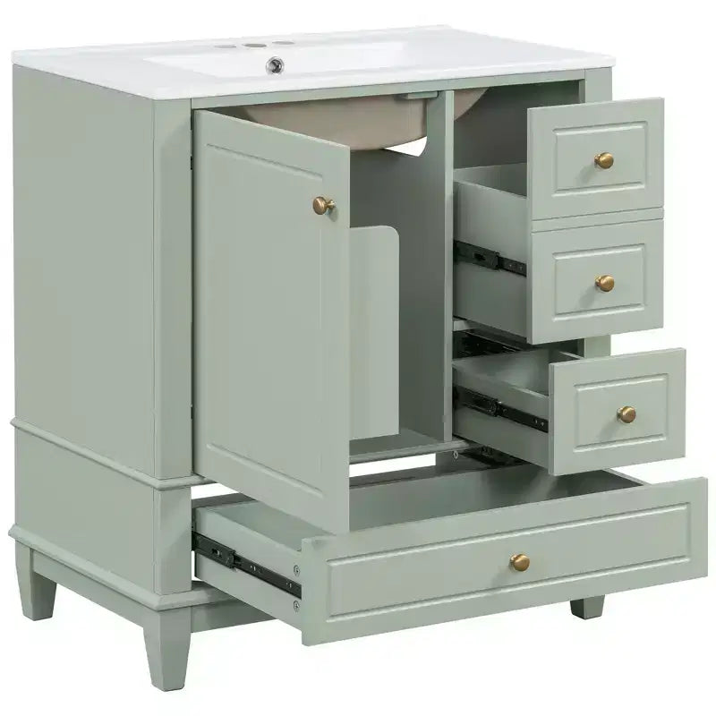 Meuble sous-vasque 30", Meuble de salle de bain avec tiroirs et étagère, Meuble sous-vasque simple