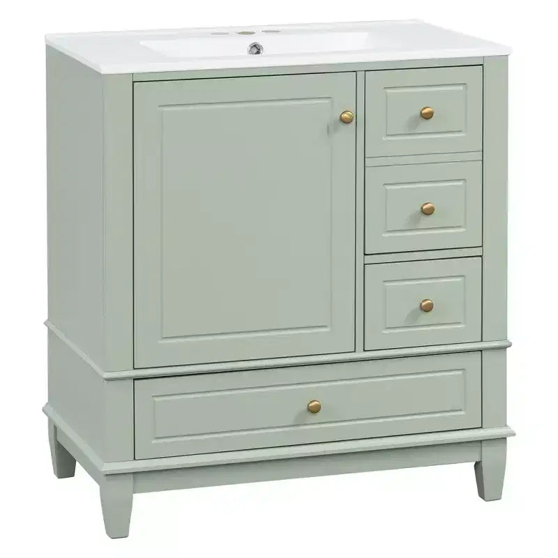 Meuble sous-vasque 30", Meuble de salle de bain avec tiroirs et étagère, Meuble sous-vasque simple