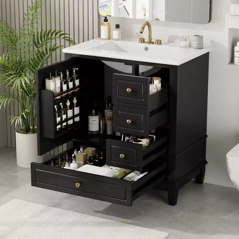 30 Bathroom Vanity Sink Combo, Bathroom storage Cabinet with Drawers and Shelf, Single Sink Bathroom Vanity