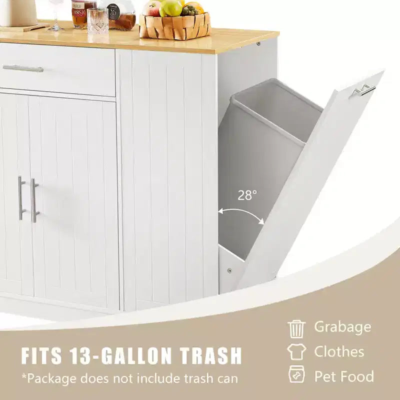 Îlot de cuisine moderne avec tiroirs, poubelle inclinable, îlots de rangement de cuisine avec étagères réglables pour la cuisine et la salle à manger