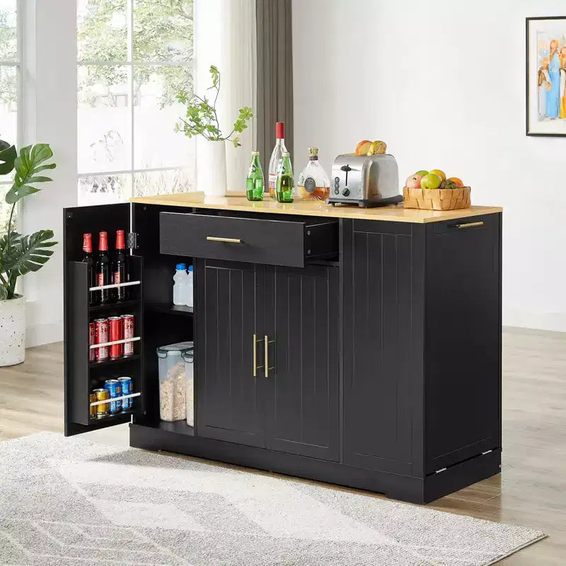 Îlot de cuisine moderne avec tiroirs, poubelle inclinable, îlots de rangement de cuisine avec étagères réglables pour la cuisine et la salle à manger