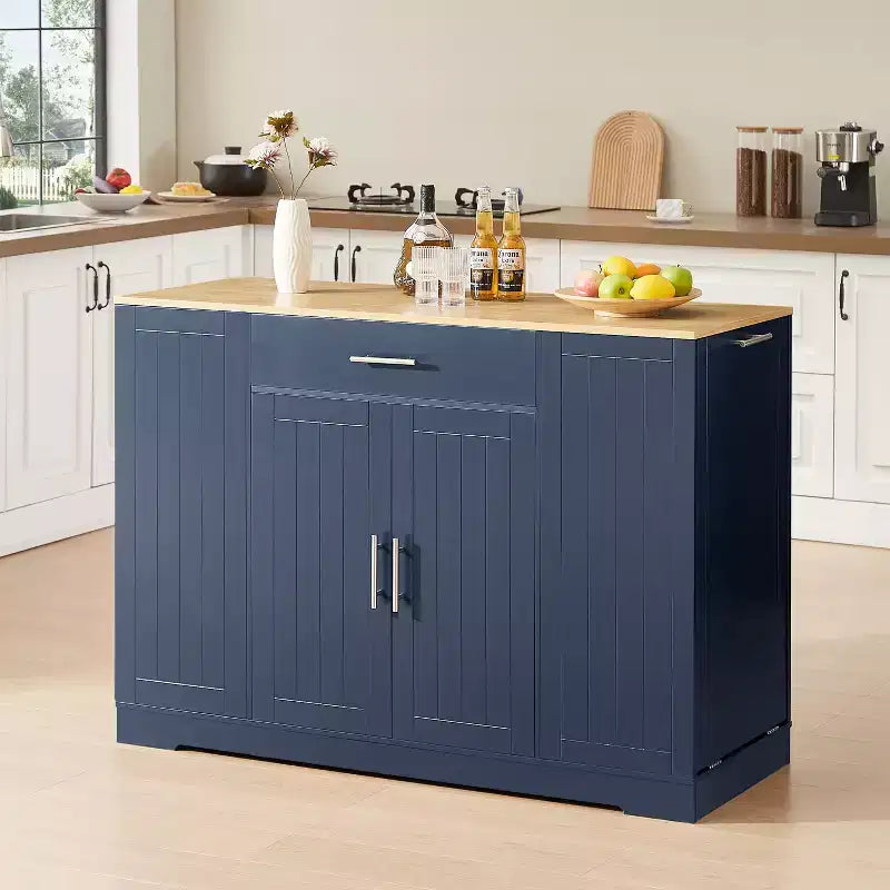 Îlot de cuisine moderne avec tiroirs, poubelle inclinable, îlots de rangement de cuisine avec étagères réglables pour la cuisine et la salle à manger