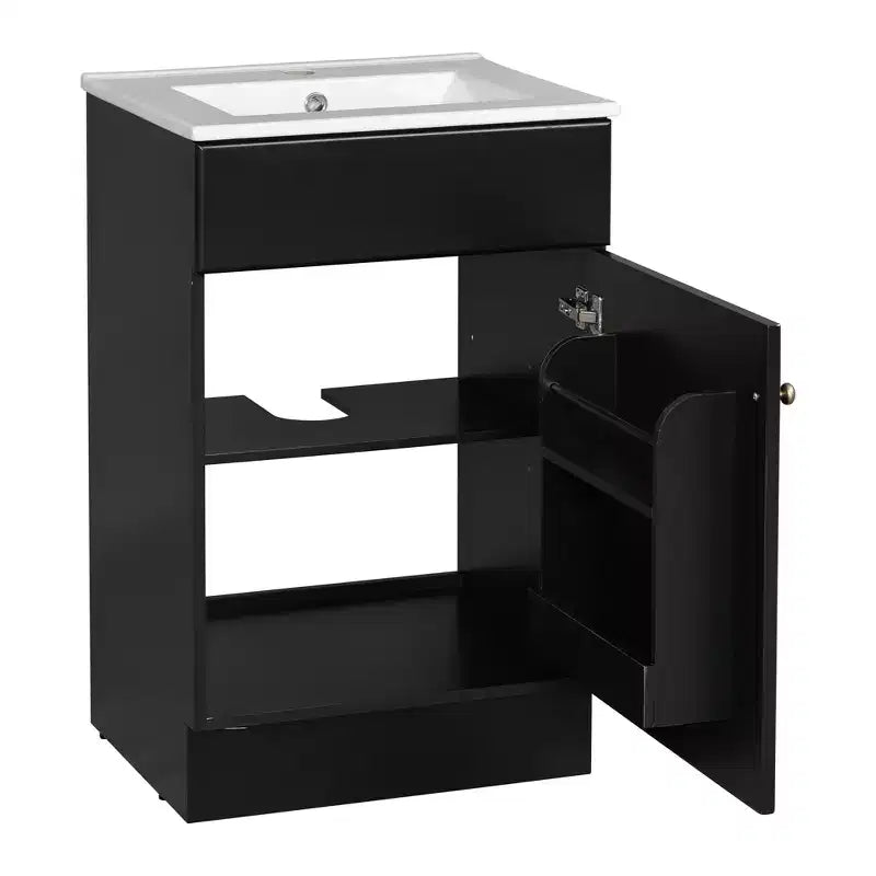 Ensemble meuble-lavabo 20" pour petite salle de bain, meuble de rangement de salle de bain avec étagère, meuble-lavabo à lavabo simple