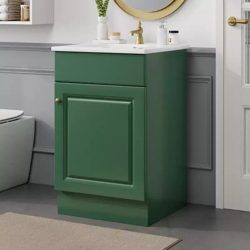 Ensemble meuble-lavabo 20" pour petite salle de bain, meuble de rangement de salle de bain avec étagère, meuble-lavabo à lavabo simple