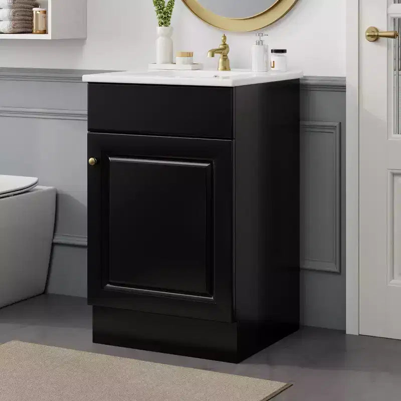 Ensemble meuble-lavabo 20" pour petite salle de bain, meuble de rangement de salle de bain avec étagère, meuble-lavabo à lavabo simple