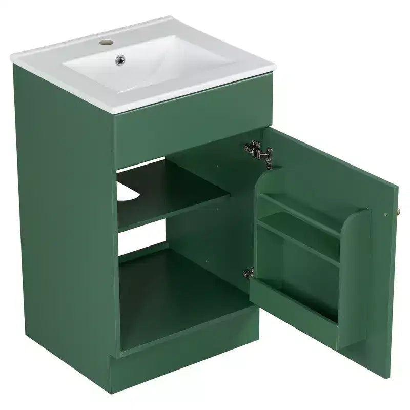 Ensemble meuble-lavabo 20" pour petite salle de bain, meuble de rangement de salle de bain avec étagère, meuble-lavabo à lavabo simple
