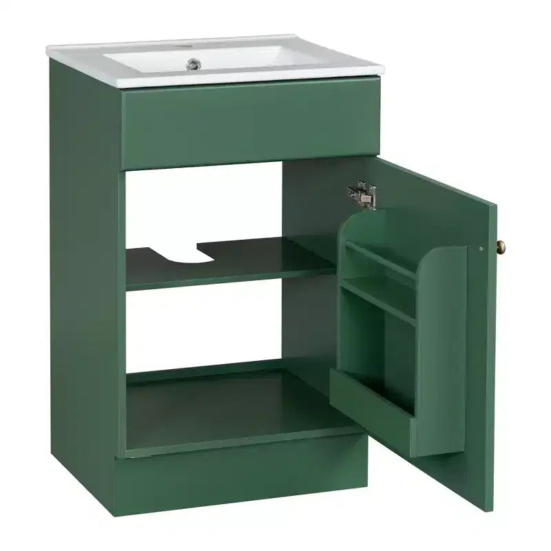 Ensemble meuble-lavabo 20" pour petite salle de bain, meuble de rangement de salle de bain avec étagère, meuble-lavabo à lavabo simple