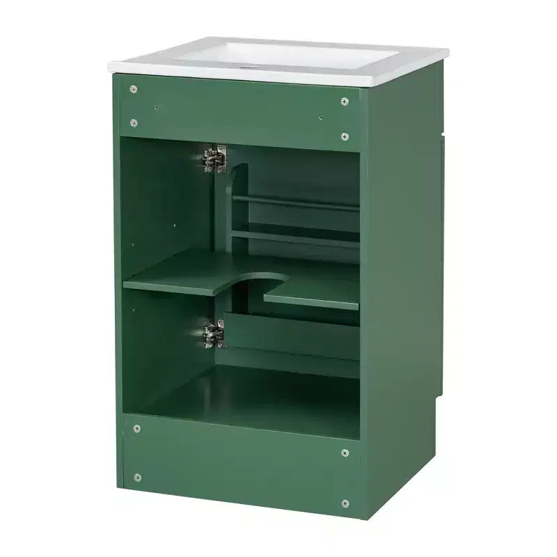 Ensemble meuble-lavabo 20" pour petite salle de bain, meuble de rangement de salle de bain avec étagère, meuble-lavabo à lavabo simple