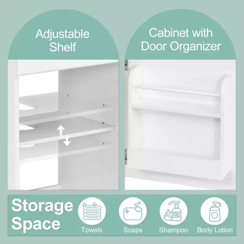 Ensemble meuble-lavabo 20" pour petite salle de bain, meuble de rangement de salle de bain avec étagère, meuble-lavabo à lavabo simple