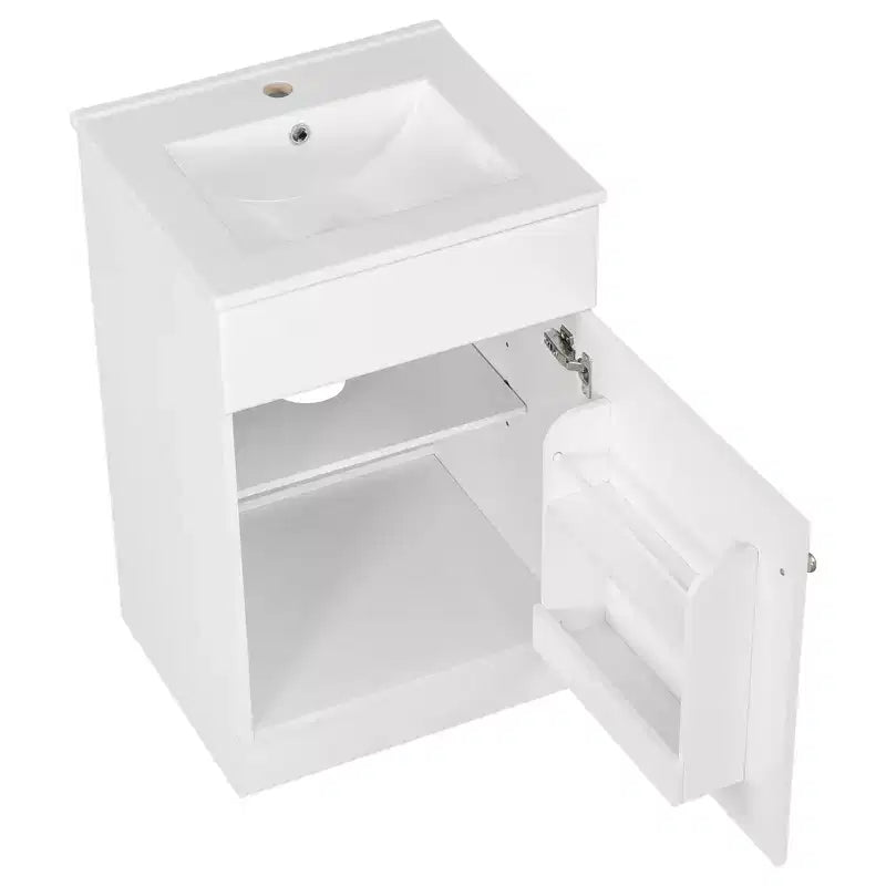 Ensemble meuble-lavabo 20" pour petite salle de bain, meuble de rangement de salle de bain avec étagère, meuble-lavabo à lavabo simple