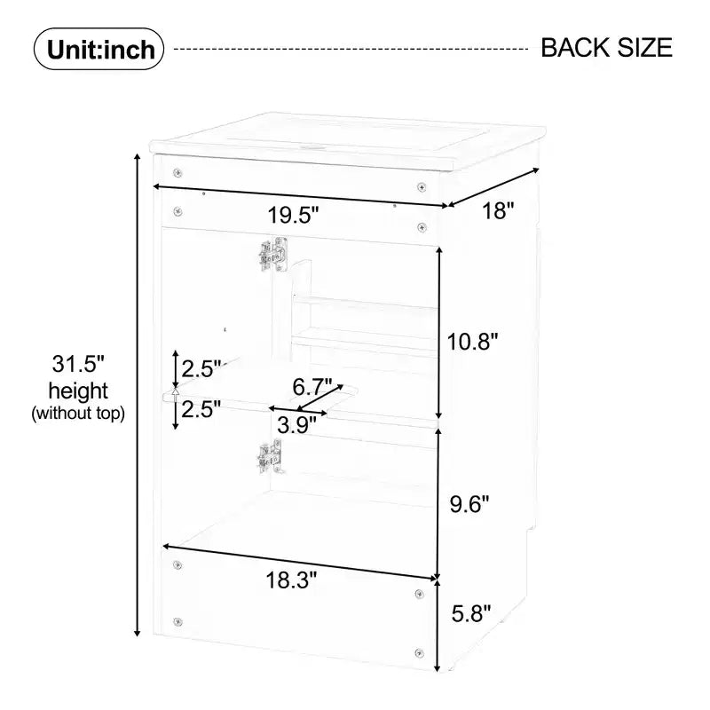 Ensemble meuble-lavabo 20" pour petite salle de bain, meuble de rangement de salle de bain avec étagère, meuble-lavabo à lavabo simple